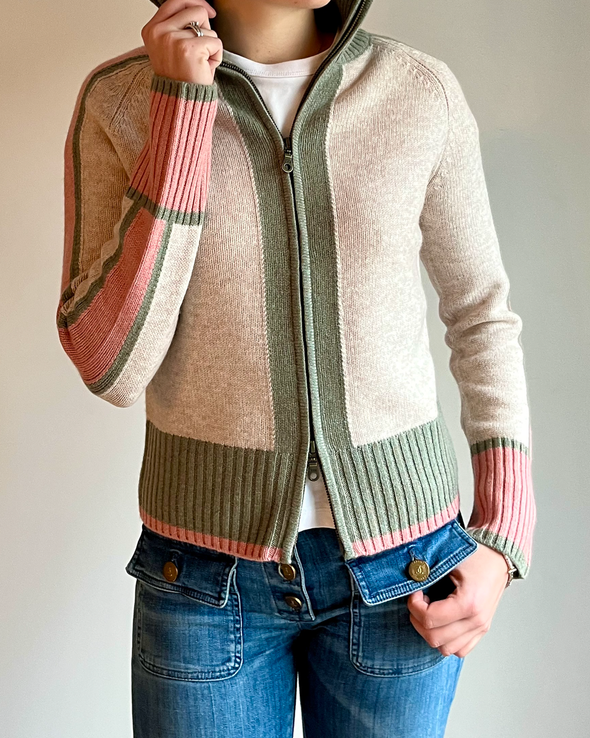 Nova cardigan sand/oliven/lyserosa