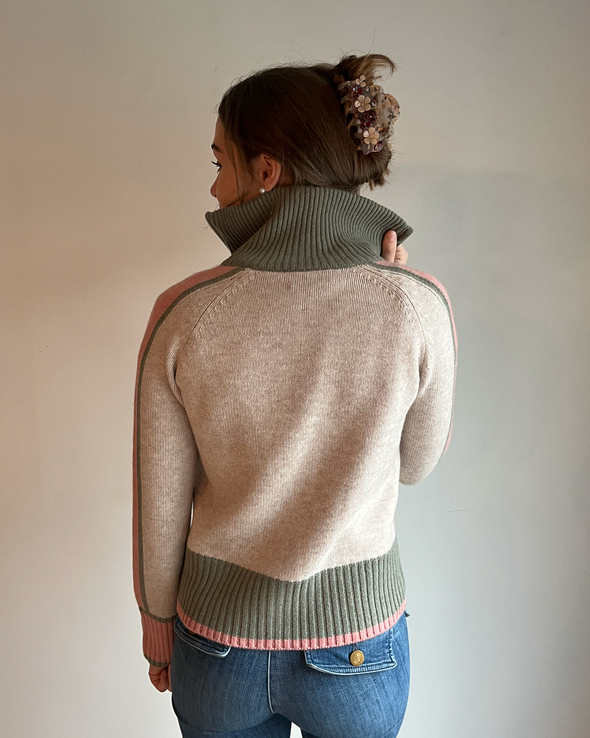 Nova cardigan sand/oliven/lyserosa