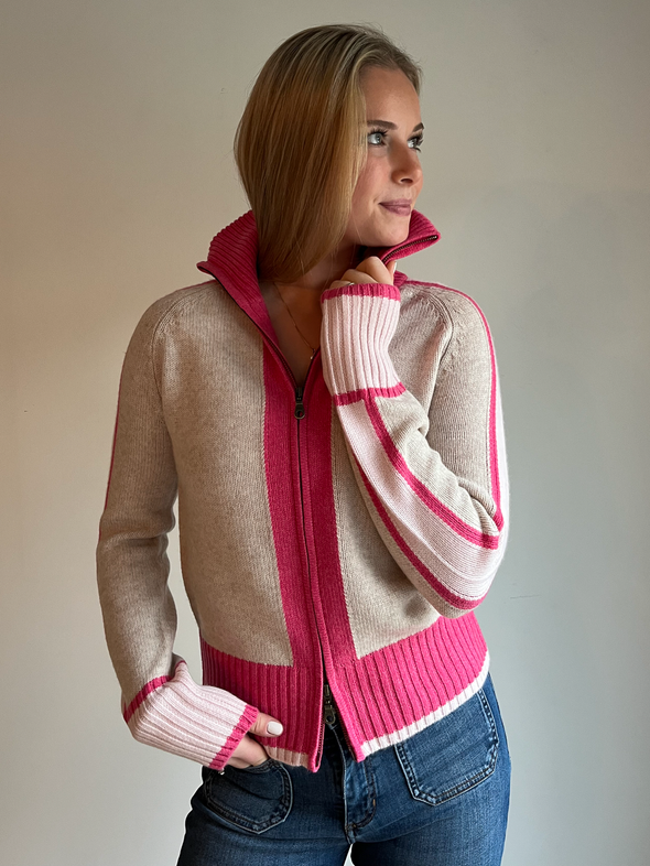 Nova cardigan sand/rosa/lyserosa