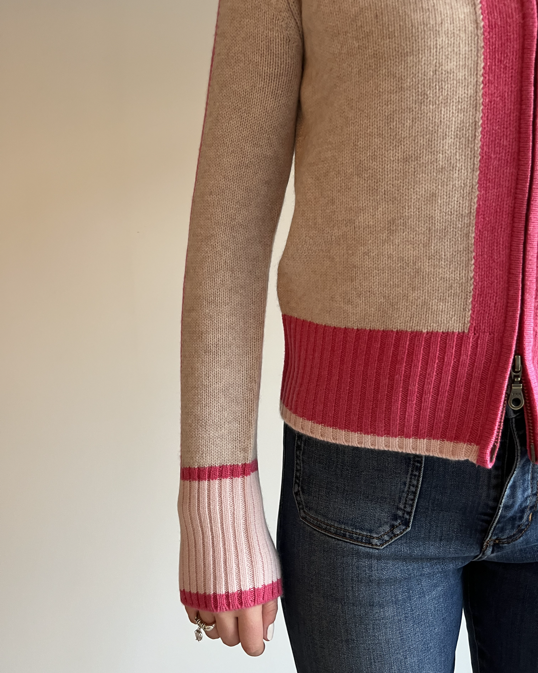 Nova cardigan sand/rosa/lyserosa