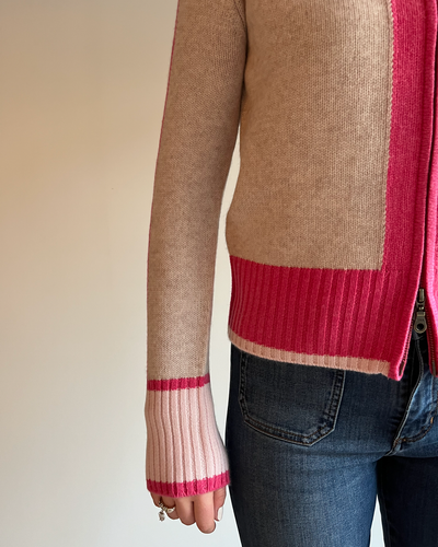 Nova cardigan sand/rosa/lyserosa