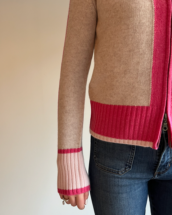 Nova cardigan sand/rosa/lyserosa