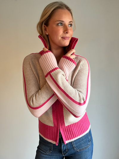 Nova cardigan sand/rosa/lyserosa
