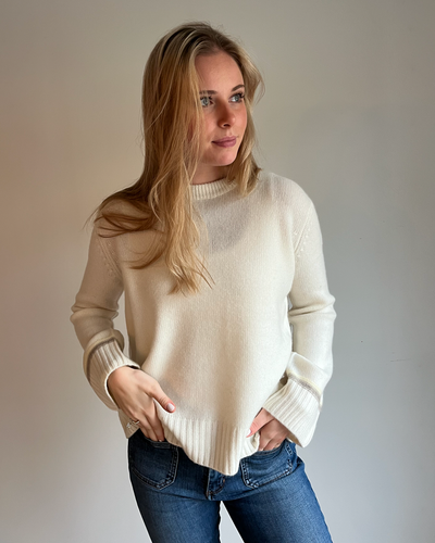 Gilli round neck kashmir - Offwhite/lyssand/lysegul