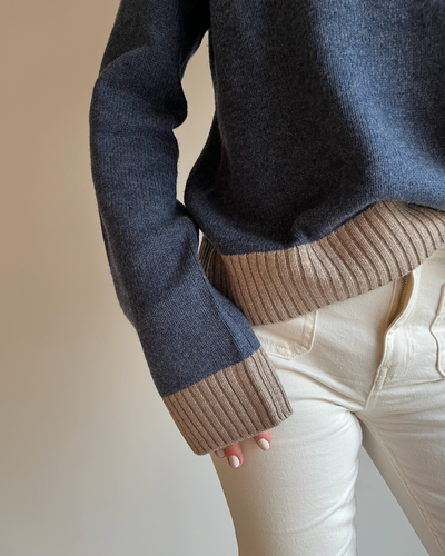 Poppy oversized zip navy/sand