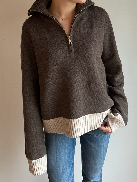 Poppy oversized zip mørksand/lyssand