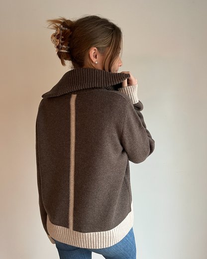 Poppy oversized zip mørksand/lyssand