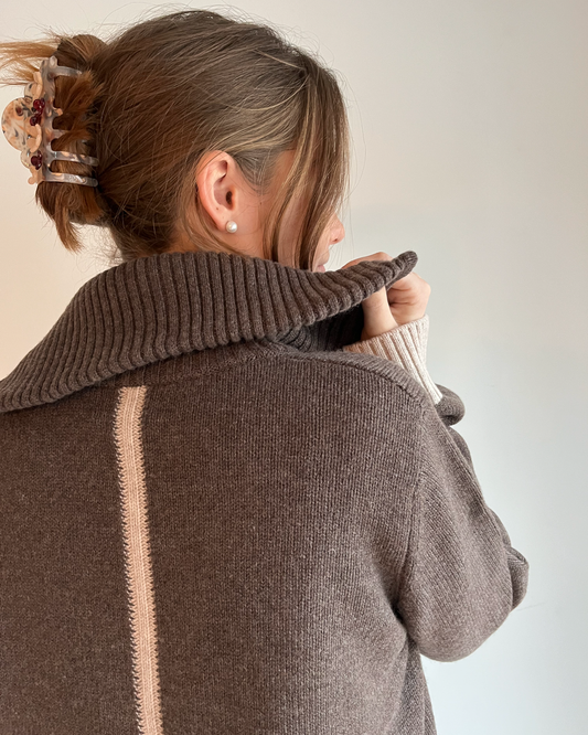 Poppy oversized zip mørksand/lyssand