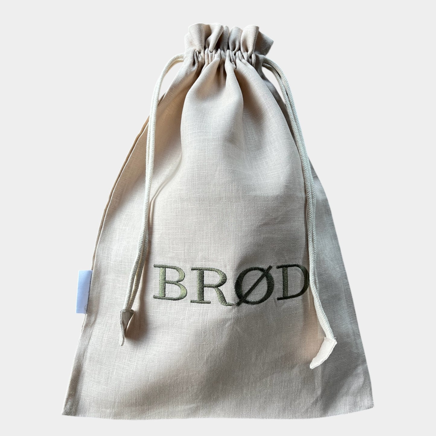 Brødpose - Sand med grønt broderi
