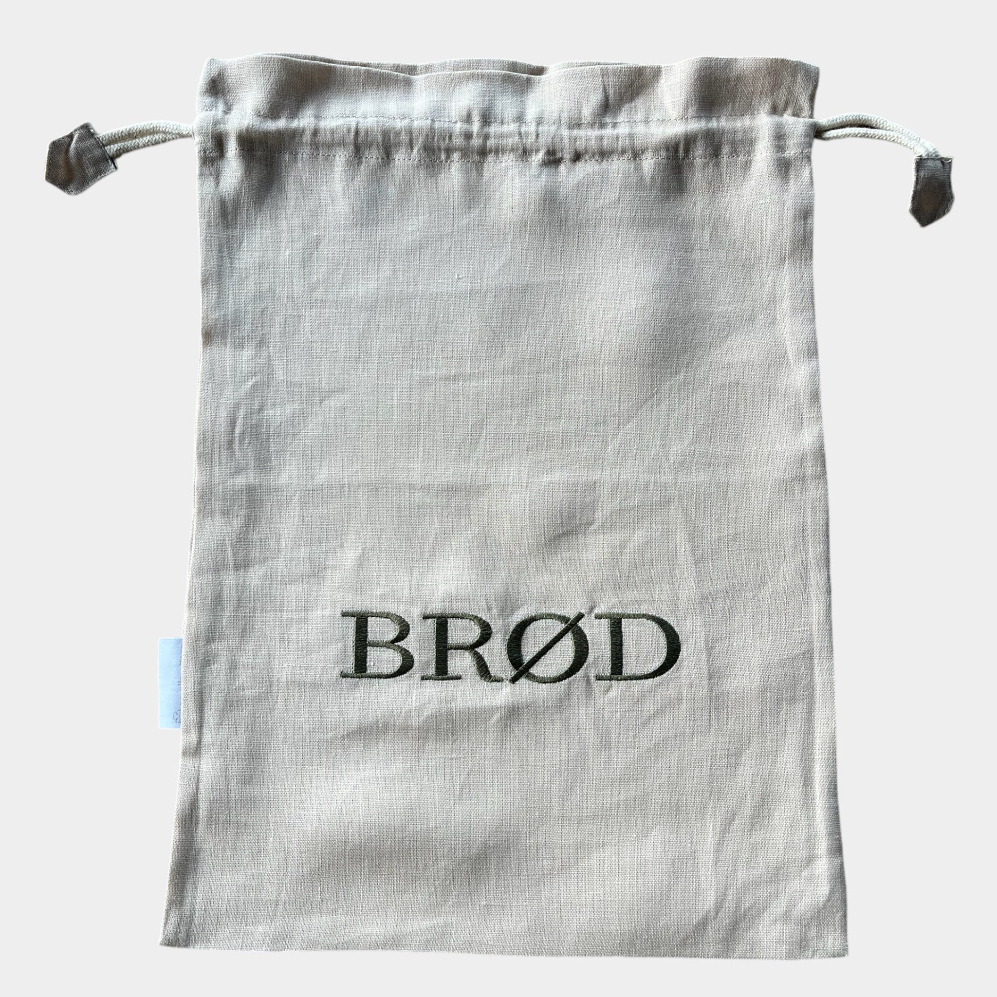 Brødpose - Sand med grønt broderi