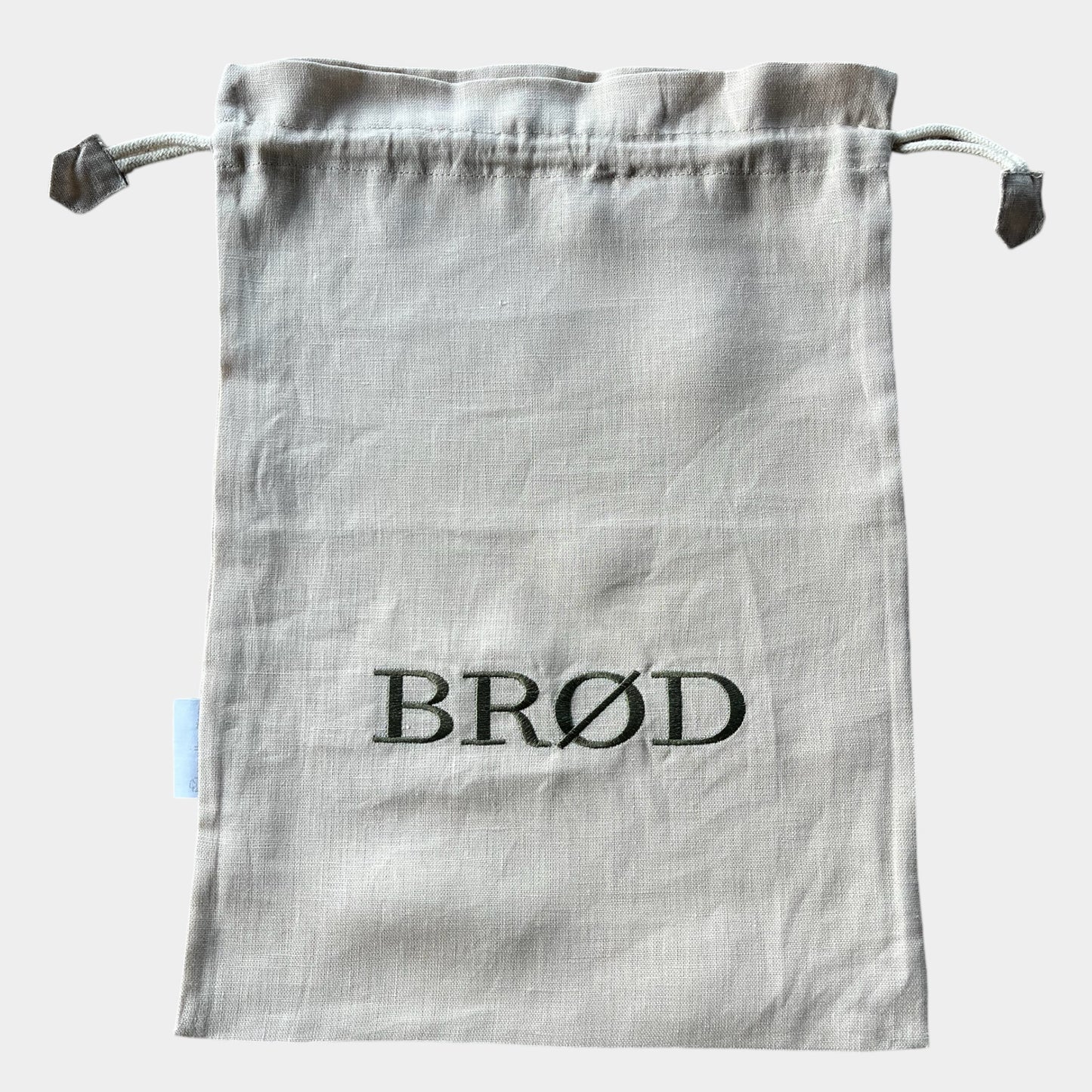 Brødpose - Sand med grønt broderi