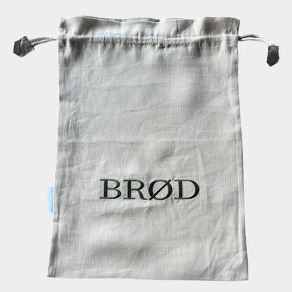 Brødpose - Sand med grønt broderi