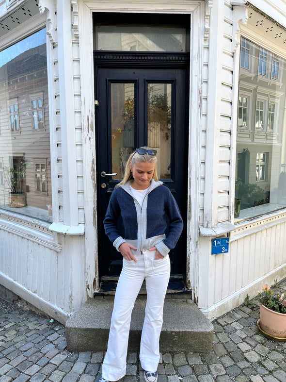 Contrast cardigan Navy / lyseblå