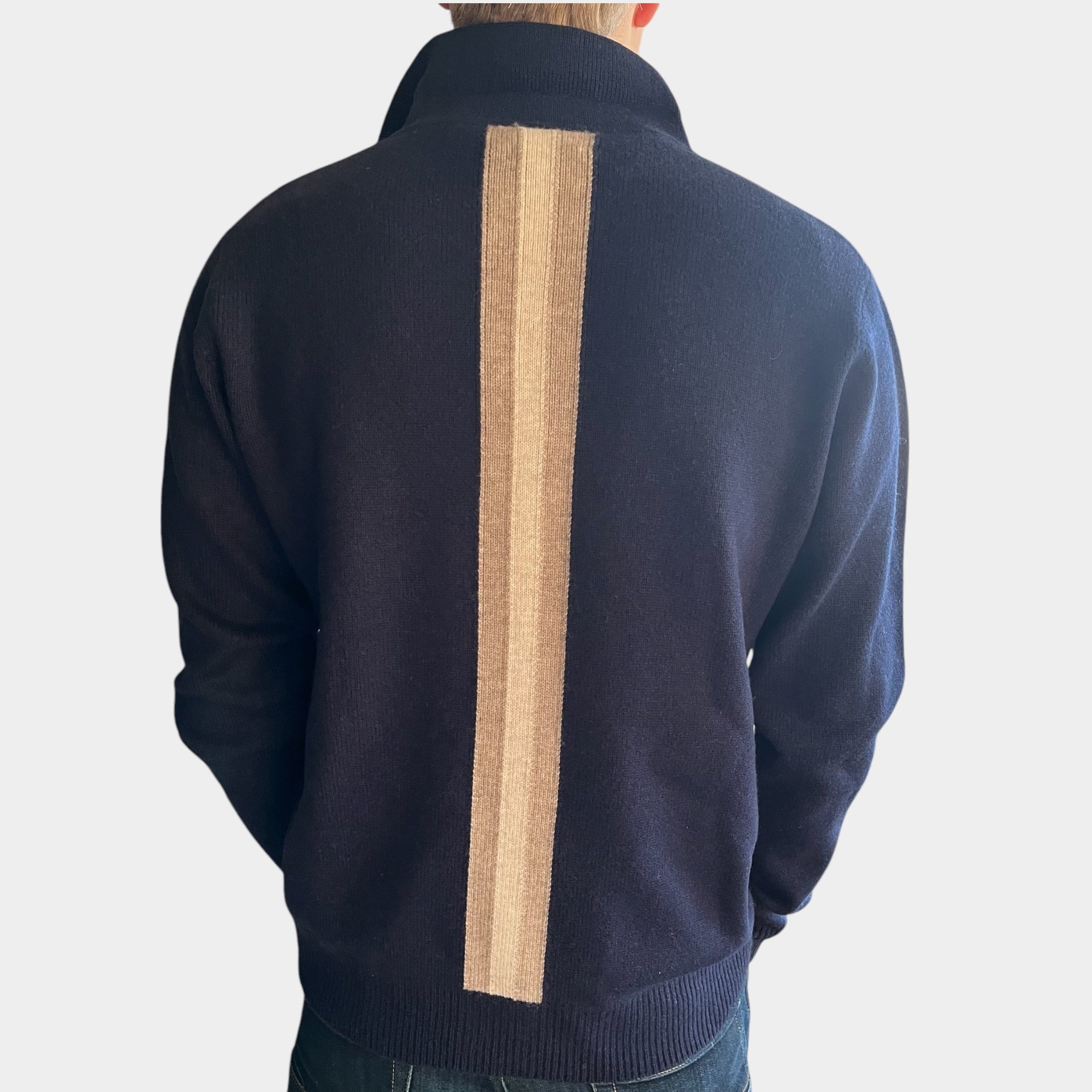 Fredrik cardigan - Navy/ sand/toast