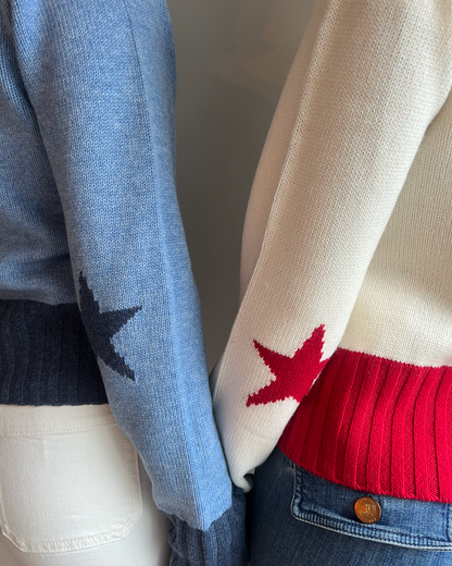 Zip star offwhite/rød