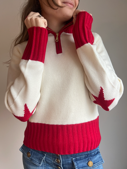 Zip star offwhite/rød