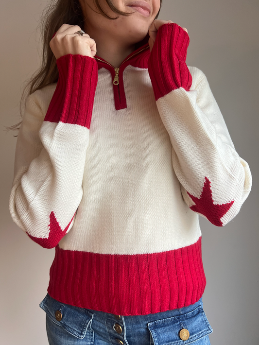 Zip star offwhite/rød