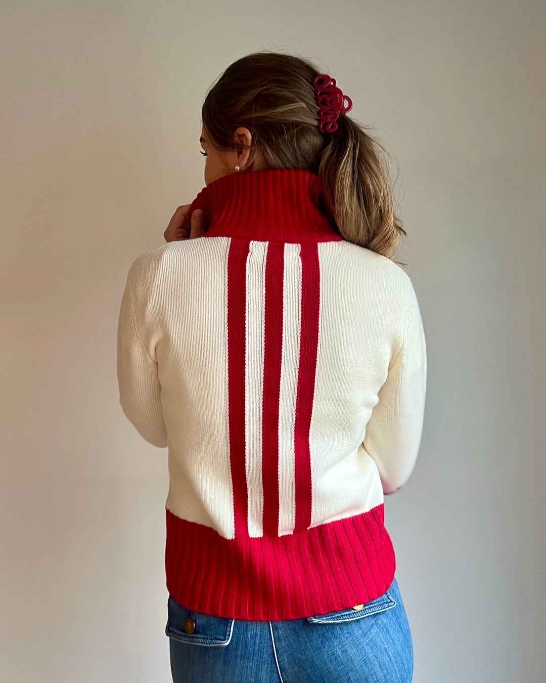 Zip star offwhite/rød