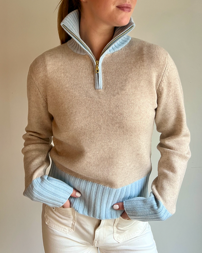 Zip star sand/lyseblå