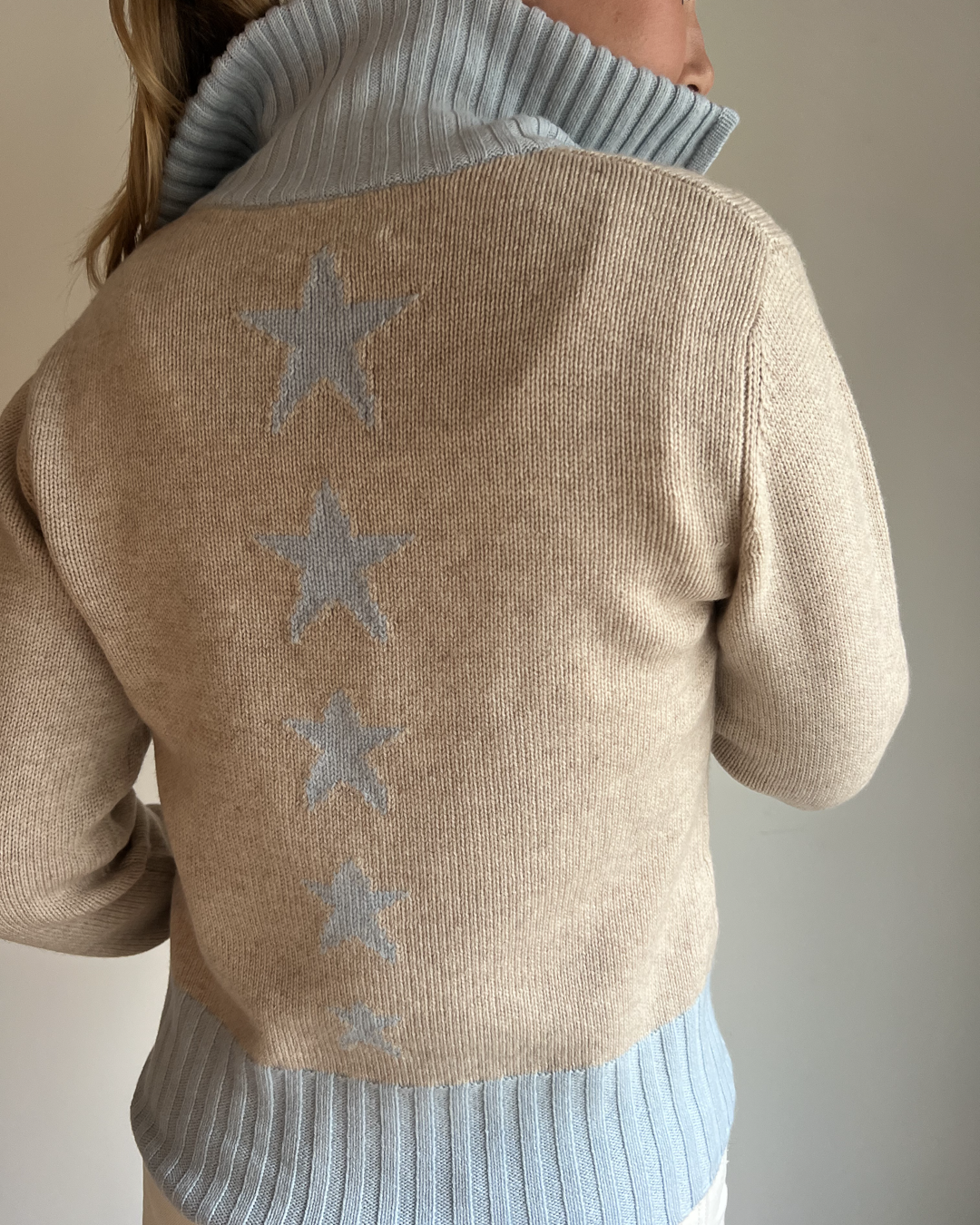 Zip star sand/lyseblå