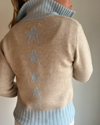 Zip star sand/lyseblå