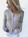 Contrast cardigan Sand / lysrosa