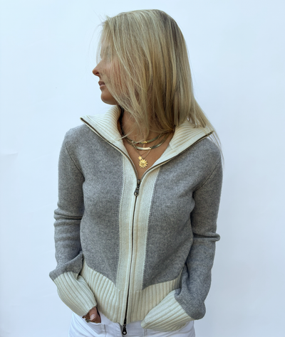 Contrast cardigan Grey/off-white