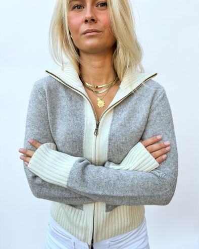 Contrast cardigan Grå/offwhite