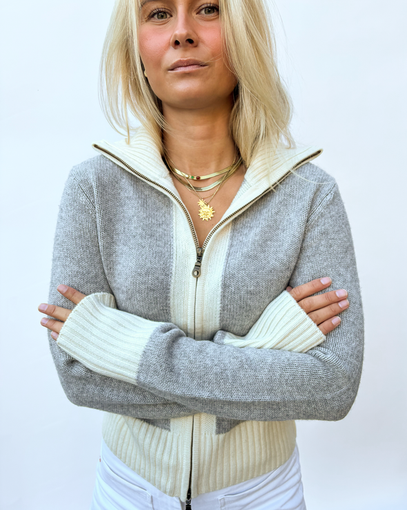 Contrast cardigan Grå/offwhite