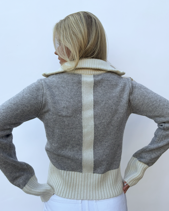Contrast cardigan Grå/offwhite