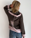 Celeste hood cardigan Mørk brun/sand/lyserosa - KAN FORHÅNDSBESTILLES NÅ
