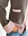 Celeste hood cardigan Mørk brun/sand/lyserosa - KAN FORHÅNDSBESTILLES NÅ