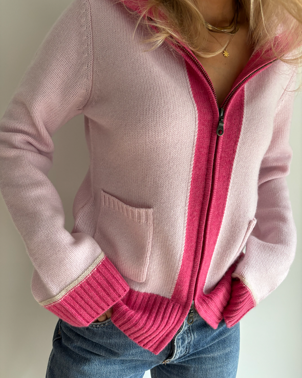 Celeste hood cardigan Lyserosa/rosa/sand - KAN FORHÅNDSBESTILLES NÅ