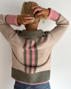 Contrast cardigan Sand/oliven/rosa