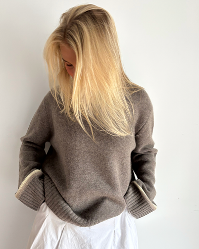 Gilli round neck kashmir - Brun/sand/lysegul