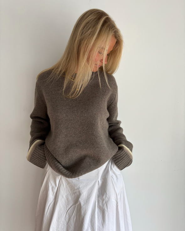 Gilli round neck kashmir - Brun/sand/lysegul