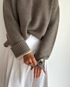 Gilli round neck kashmir - Brun/sand/lysegul