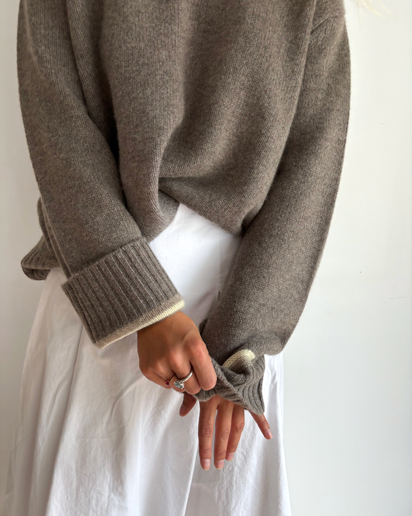 Gilli round neck kashmir - Brun/sand/lysegul