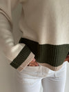 Vilma hettegenser Offwhite/oliven/sand