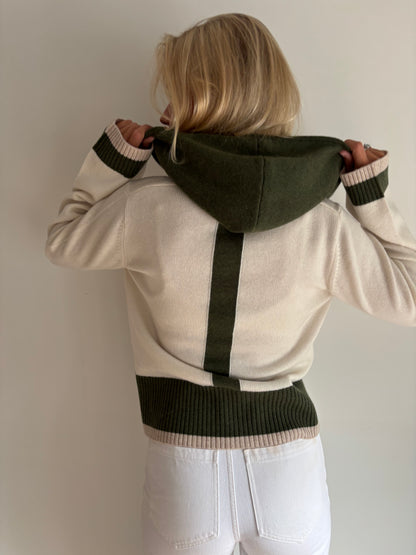 Vilma hettegenser Offwhite/oliven/sand