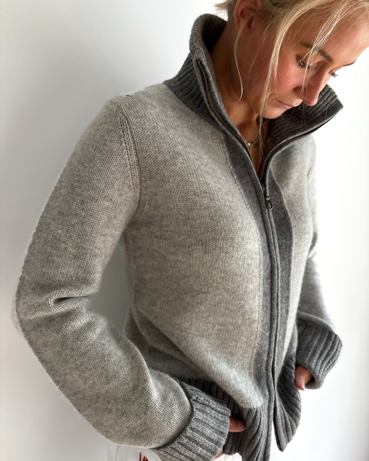 Contrast cardigan Grå/lysegrå