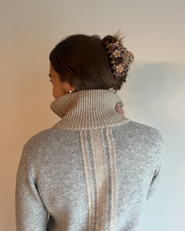 Contrast cardigan Grå/lys sand