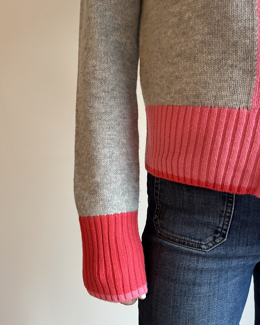 Contrast cardigan Grå/rosa/lyserosa