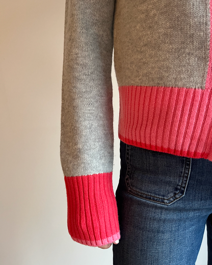 Contrast cardigan Grå/rosa/lyserosa
