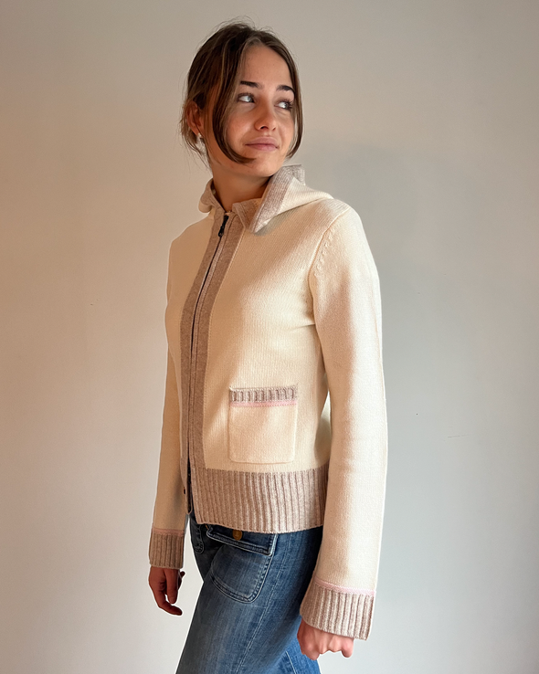 Celeste hood cardigan offwhite/toast/lyserosa
