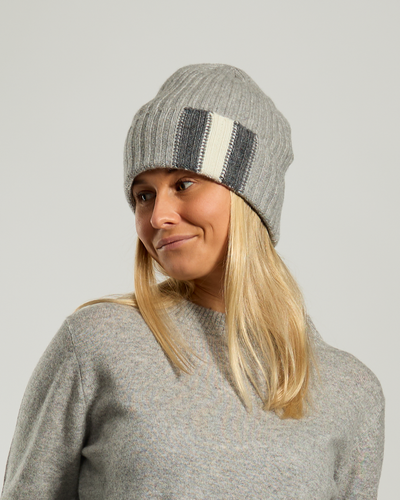 Cashmere hat Grey/dark grey/offwhite