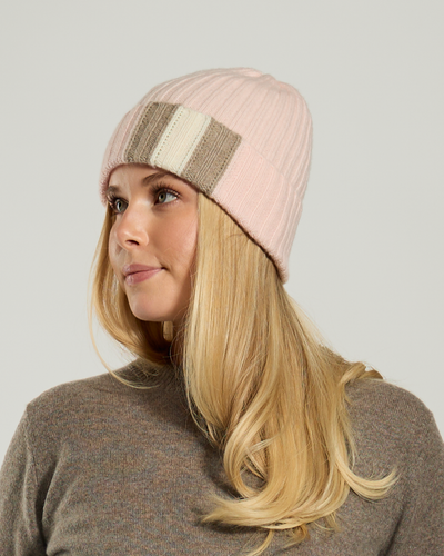 Cashmere hat Light pink/dark sand