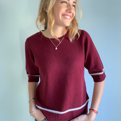 Short sleeve cashmere burgundy