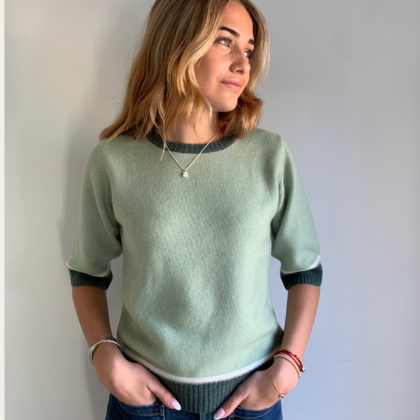 Short sleeve cashmere light green