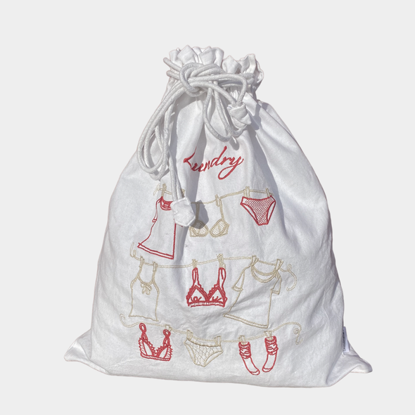 Skittentøypose hvit - rød/sand
